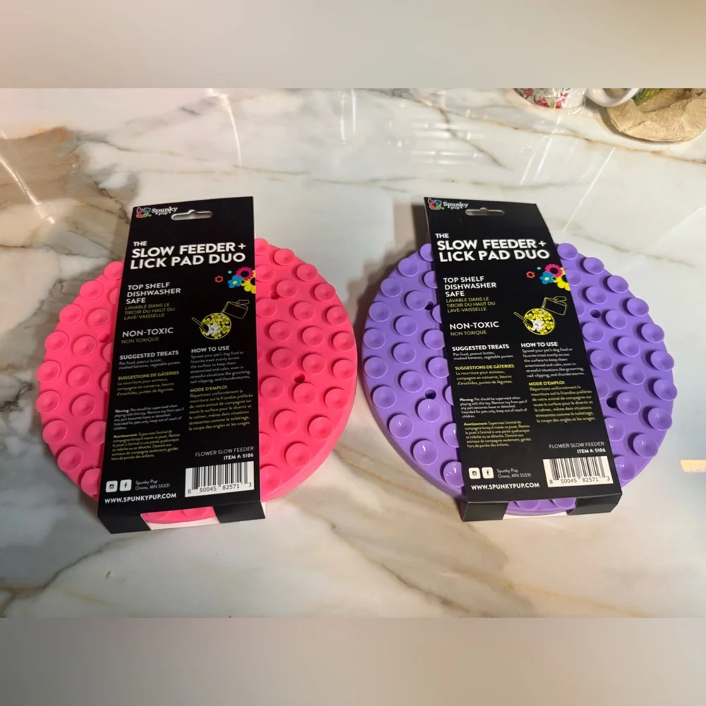 Spunky pup Pink and Purple Slow Feeder Lick Pad Duo BNWT - Picture 2 of 5